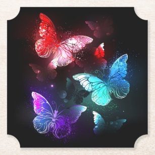 Drei glühende Schmetterlinge im Hintergrund Untersetzer