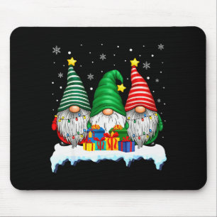 Drei Gnome Baumlichter Männer Frauen passend Xmas Mousepad
