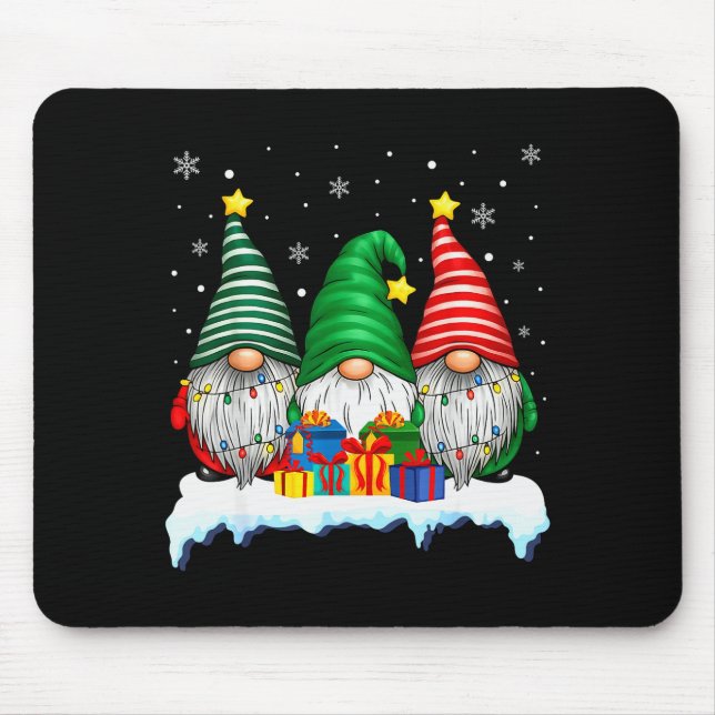 Drei Gnome Baumlichter Männer Frauen passend Xmas  Mousepad (Vorne)