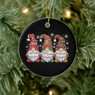 Drei Gnome Buffalo Kariert Rot Weihnachten Keramik Ornament