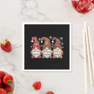 Drei Gnome Buffalo Kariert Rot Weihnachten Serviette