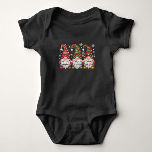 Drei Gnome Büffelkariert Rot Weihnachten Baby Strampler