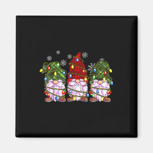 Drei Gnome Büffelkariert Rot Weihnachten Magnet