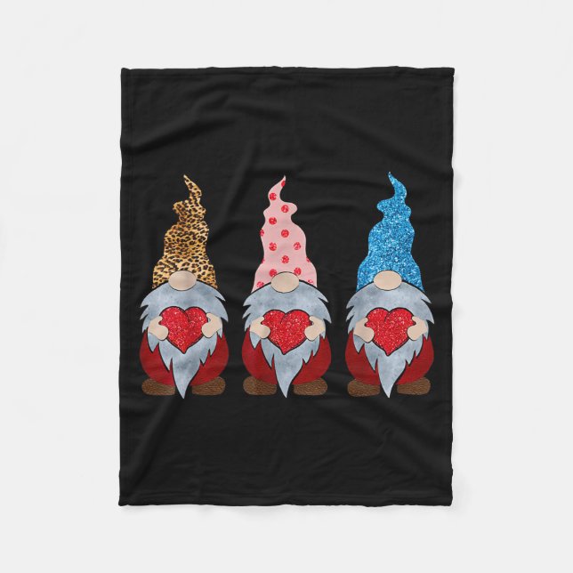 Drei Gnome halten lustigen Valentinstag Co Fleecedecke (Vorderseite)
