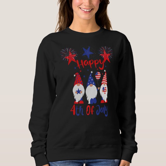 Drei Gnome Happy 4. Juli Firework American Fl Sweatshirt (Vorderseite)