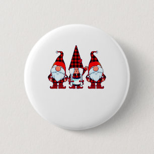 Drei Gnome in Buffalo Kariert Weihnachten Gnome Xm Button