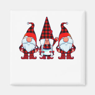 Drei Gnome in Buffalo Kariert Weihnachten Gnome Xm Magnet