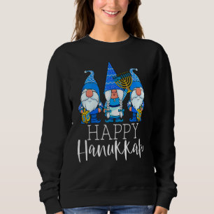 Drei Gnome-Menora-Dreidel-Kostüm Frohes Hanukka Sweatshirt
