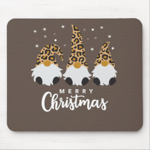 Drei Gnome mit Leopard Karierte Weihnachten Mousepad