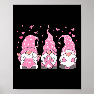 Drei Gnome rosa Ribbon Krieger Brustkrebs Krieg Poster