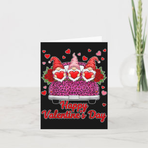 Drei Gnome und Leopard-LKW Frohe Valentinstag D Karte
