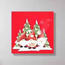 Drei Gnome Weihnachts-Stretched Canvas Print
