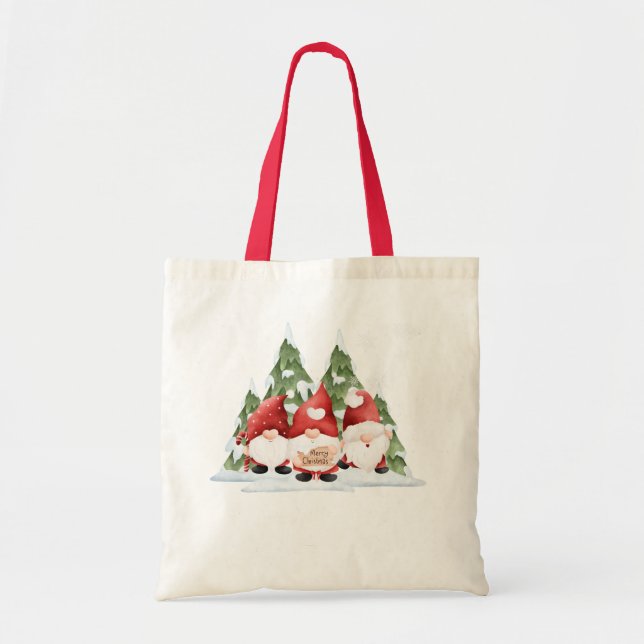 Drei Gnome Weihnachtsgeschenk-Tasche Tragetasche (Vorne)