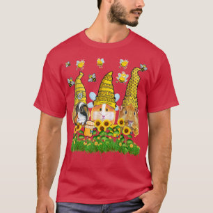 Drei Gnomen Guinea Schweine Sonnenblumen Blumengar T-Shirt
