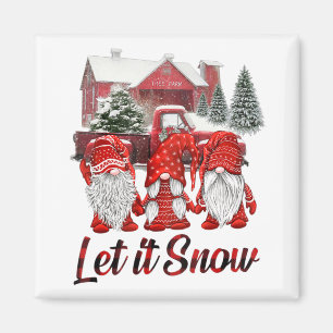 Drei Gnomen in Rot, damit es schneien wird Weihnac Magnet