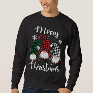 Drei Gnomes Buffalo Karierte Weihnachtsschneeflock Sweatshirt