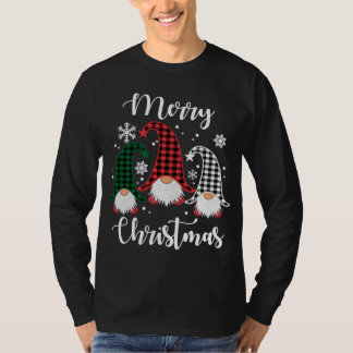 Drei Gnomes Buffalo Karierte Weihnachtsschneeflock T-Shirt
