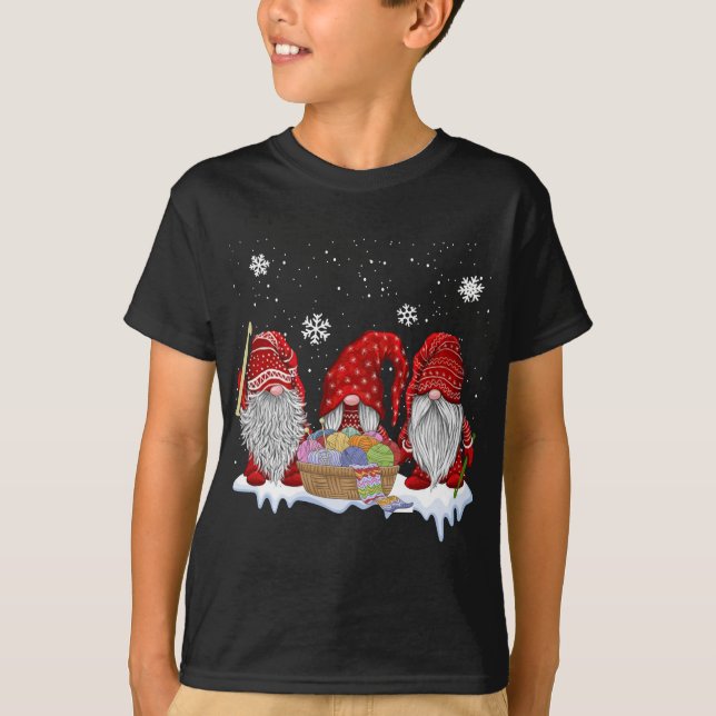 Drei Gnomes Crochet und Weihnachtsgeschenk streich T-Shirt (Vorderseite)