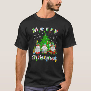 Drei Gnomes Frohe Weihnachts-Lichtbaum Gnome Fami T-Shirt