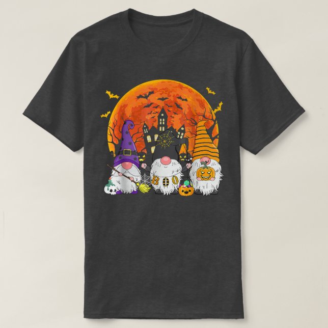 Drei Gnomes Hexenkürbis Kürbiskugel Spooky T-Shirt (Design vorne)
