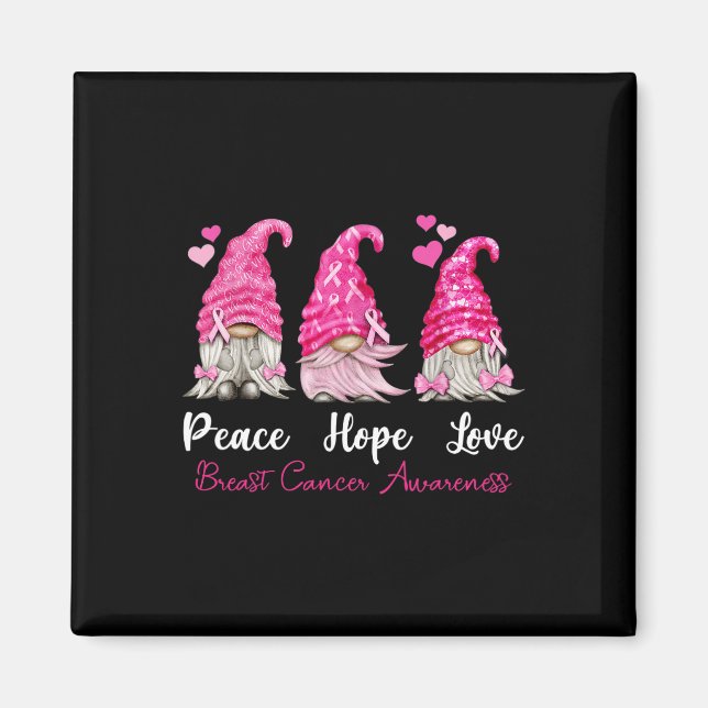 Drei Gnomes Peace Hope Liebe Brustkrebs Awarene Magnet (Vorne)