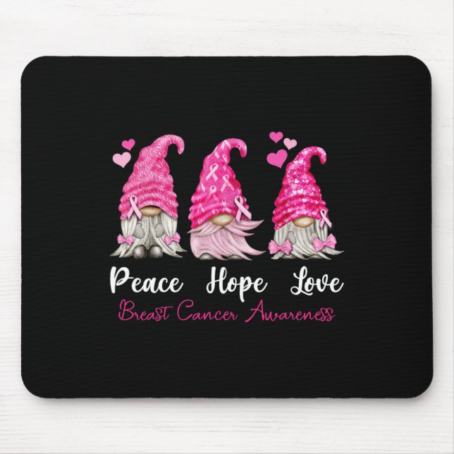 Drei Gnomes Peace Hope Liebe Brustkrebs Awarene Mousepad (Vorne)