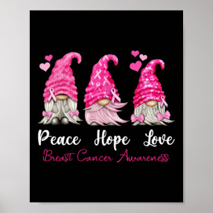 Drei Gnomes Peace Hope Liebe Brustkrebs Awarene Poster