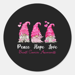 Drei Gnomes Peace Hope Liebe Brustkrebs Awarene Runder Aufkleber