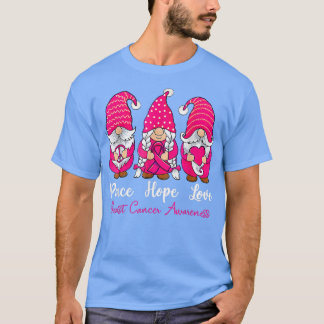 Drei Gnomes Peace Hope Liebe Brustkrebs Awarene T-Shirt