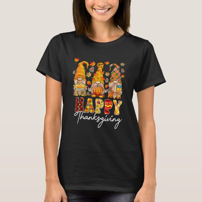 Drei Gnomes Pumpkin Fall Saison Herbst glücklich a T-Shirt (Vorderseite)