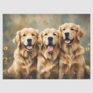 Drei Golden Retriever Hunde Porträt Seidenpapier