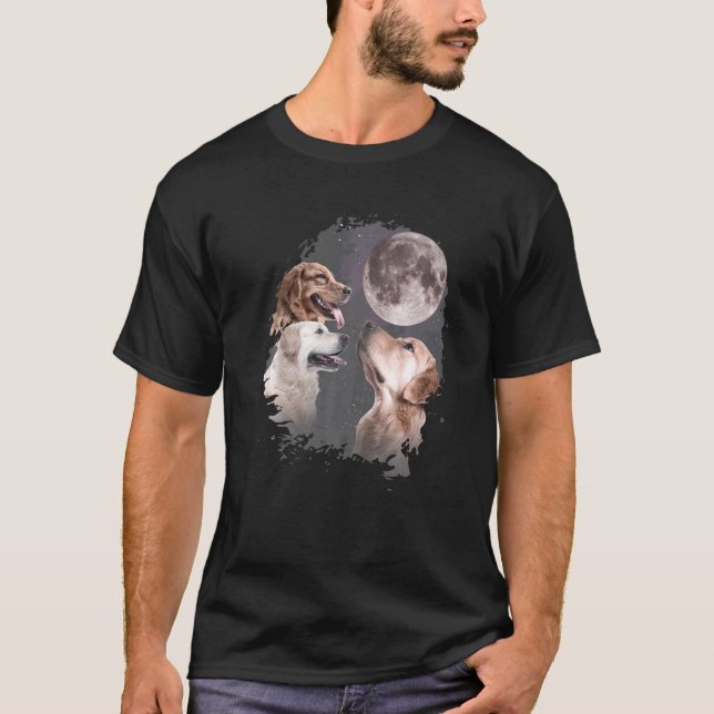 Drei Golden Retriever Moon Wolf T-Shirt (Vorderseite)