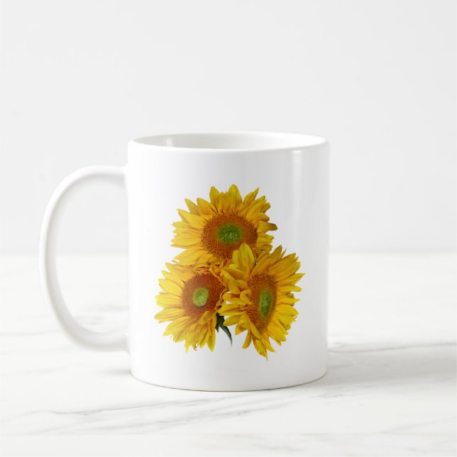 Drei goldene Sonnenblumen Kaffeetasse (Links)