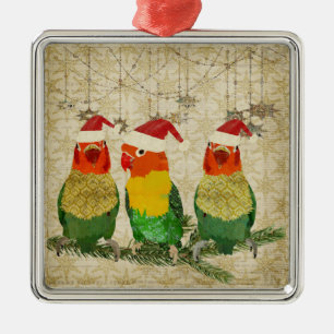 Drei goldene Vogel-Verzierung Silbernes Ornament