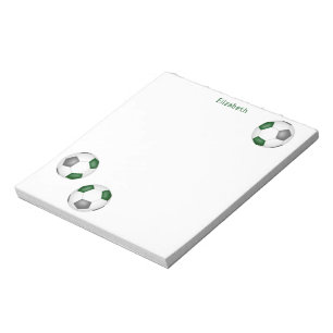 drei graue Fußballbälle personalisiert Notizblock