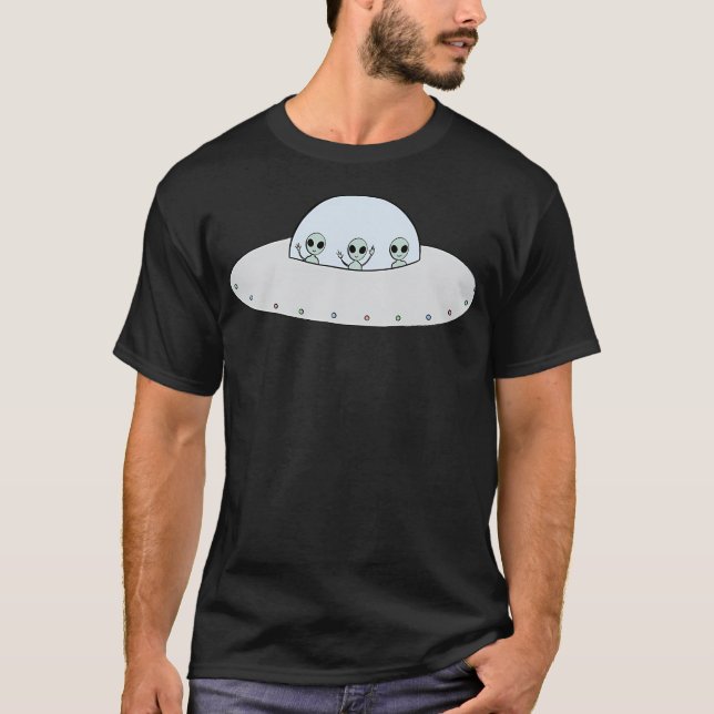 Drei Graustufen in einem Ufo T-Shirt (Vorderseite)