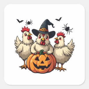 Drei grimmige Halloween-Bauer Quadratischer Aufkleber