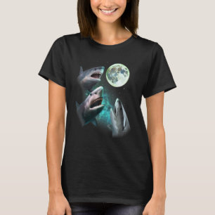 Drei große weiße Haie heulen am Mond 3 Wolfs Funn T-Shirt