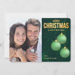 Drei Grüne Baumbullen Schneeflocken Foto Weihnacht Feiertagskarte