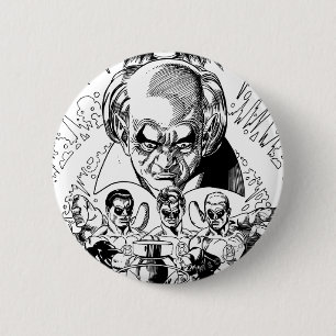 Drei grüne Laternen-Comic-Abdeckung, Schwarzweiss Button