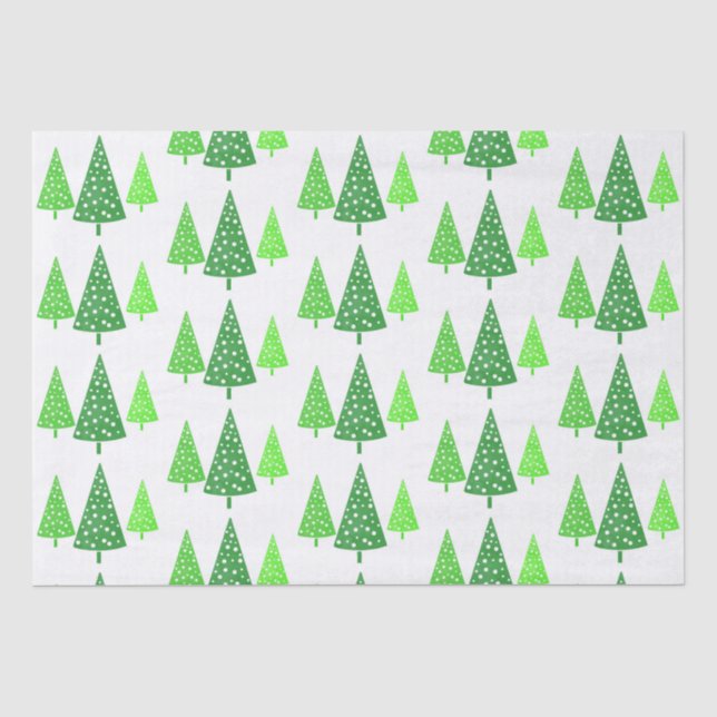Drei Grüne Wasserfarben Polka Dot Trees Seidenpapier (Vorderseite)