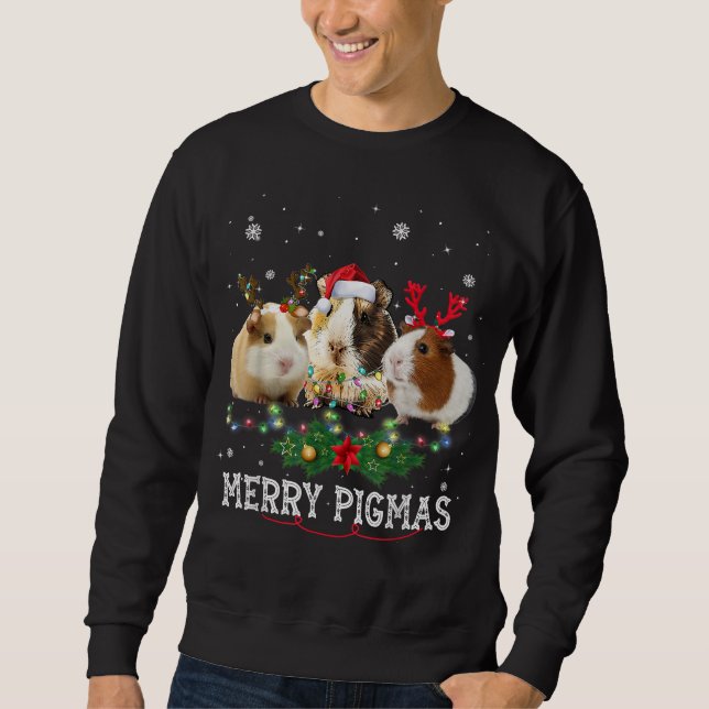 Drei Guinea Schweine Weihnachtslicht Weihnachtsman Sweatshirt (Vorderseite)