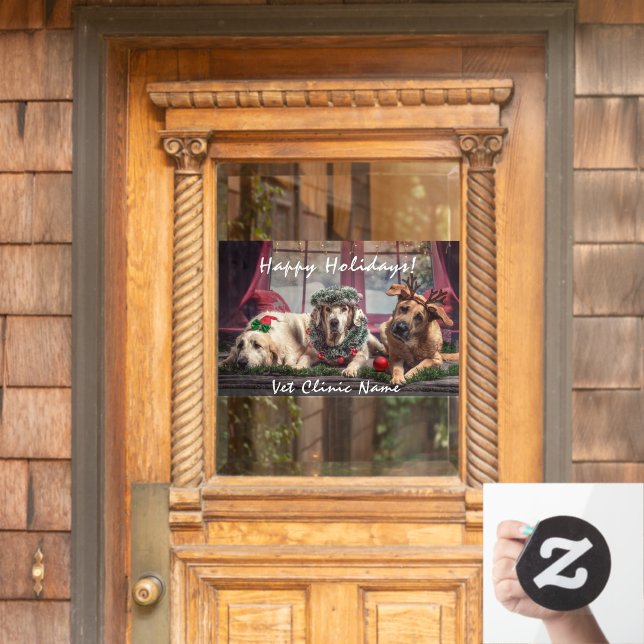 Drei gute Hunde Tierarzt Weihnachten Fensteraufkleber (Haustür)