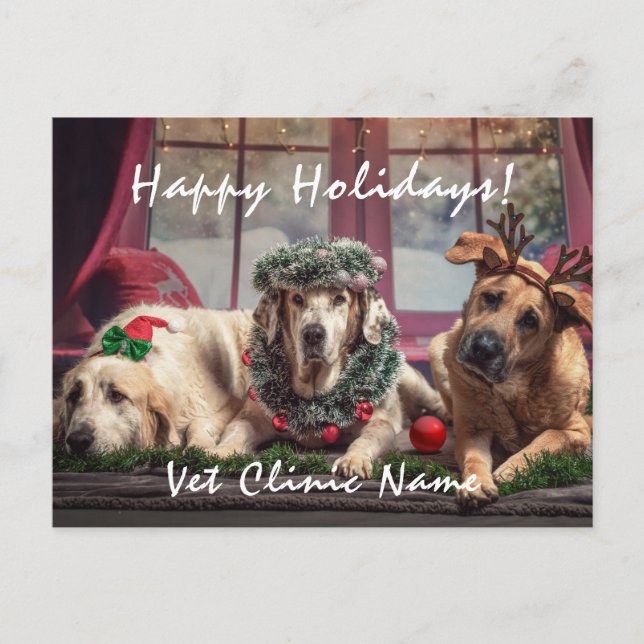 Drei gute Hunde Tierarzt Weihnachten Postkarte (Vorderseite)