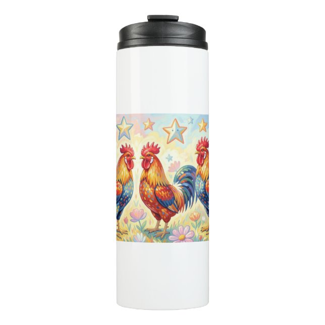 Drei Hähne Thermosbecher (Vorderseite)
