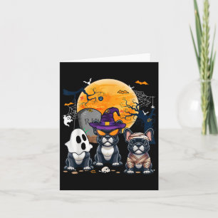 Drei Halloween-Bulldogs Cosplay Hexe Ghos Karte