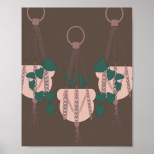 Drei hängende Pflanzen Grüne braune Wandkunst Poster