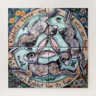 Drei Hasen Hare Chase Circle Woodland Tier Puzzle