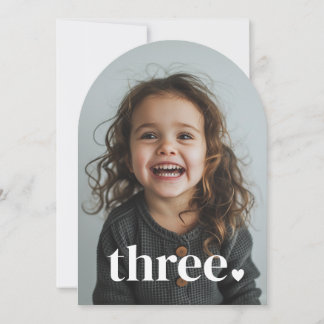 Drei Herz Arched Foto 3. Geburtstag Einladung