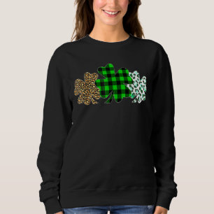 Drei Herz-Kleeblatts Leopard Kariert St Patrick's Sweatshirt